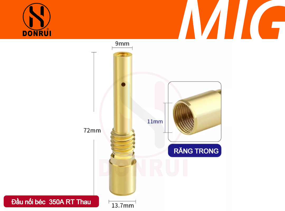 ĐẦU NỐI BÉC HÀN 350A 黄铜 RĂNG TRONG