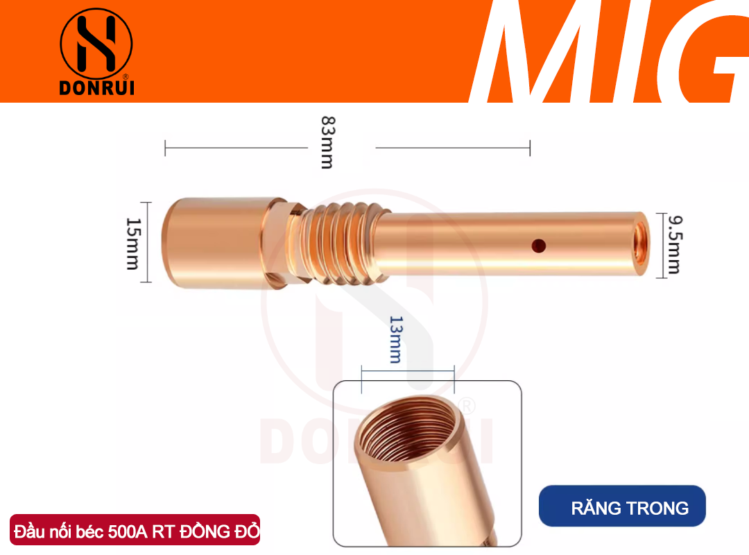 MIG导电嘴接头 500A RĂNG TRONG 紫铜